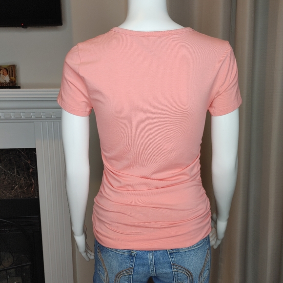 MICHAEL MICHAEL KORS RUCHED TOP WITH ZIP DETAIL, PEACH S - Picture 7 of 11